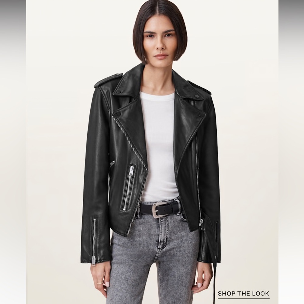 All Saints Black Leather Moto Jacket